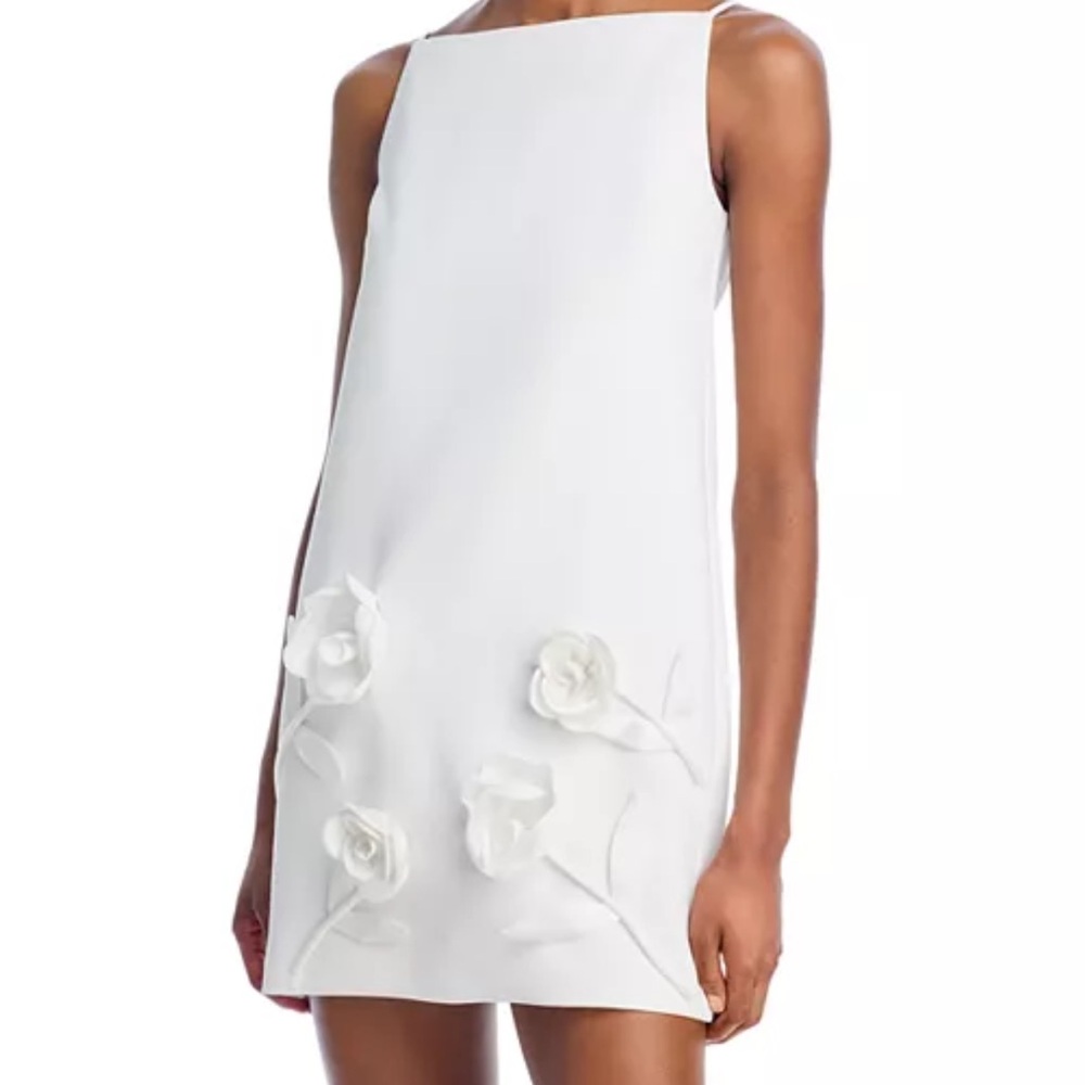 Self-Portrait White Crepe Flower Mini Dress